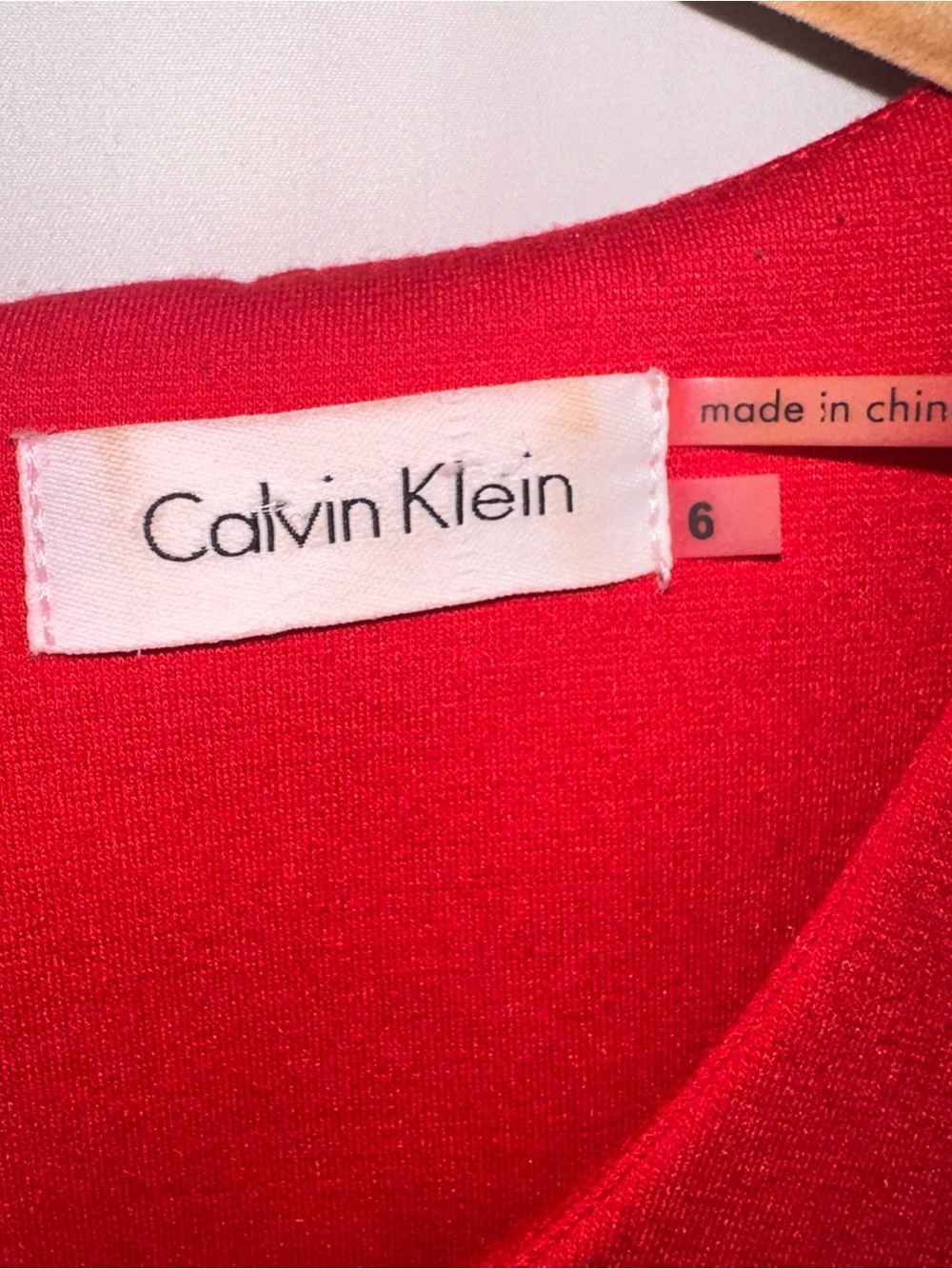 Calvin Klein Size 6 Red Sheath Dress Sunburst Pleat Career Fitted Sleeveless - Picture 7 of 13